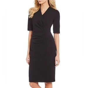 Tahari Black Asymmetrical Sheath Dress 8